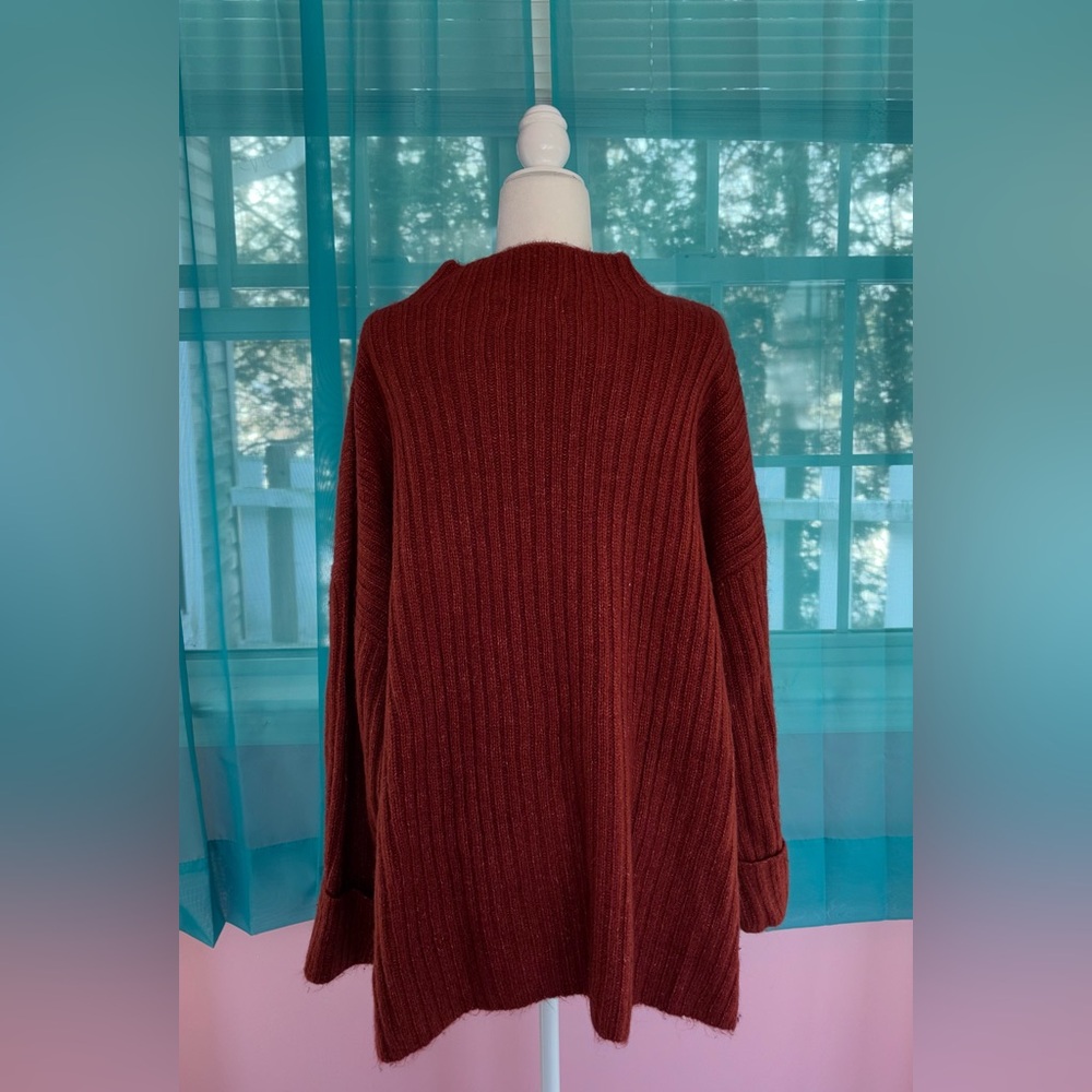 Old Navy Women's 2X Rust Cowl Neck Ribbed Mock Neck Sweater Tunic - Picture 3 of 7